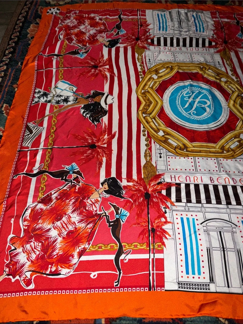RARE Signed Henri Bendel ~ Izak Zeno Limited Edition Silk Scarf~ 